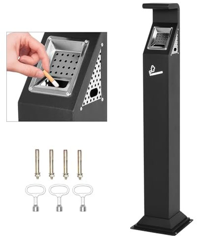 Nisorpa Commercial Steel Trash Receptacle Outdoor,Standing Trash Can with Inner Bucket,Large Capacity,Trash Disposal for Home/Park/Hotel/Lobby/Office (NY13793)