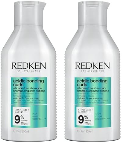 Redken Pflegendes Shampoo zur Regeneration der Struktur von behandelten, geschädigten Locken, Mit Zitronensäure und Glycin, Silikonfrei, Vegan, Acidic Bonding Curls Shampoo, 1 x 300 ml (Packung mit 2)