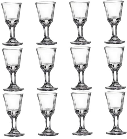 NASSMOSSE 12pcs mini verres de tir, 10 ml de mini-verres à vin transparents avec base, petites tasses en verre pour le vin, tequila, whisky, spiritueux