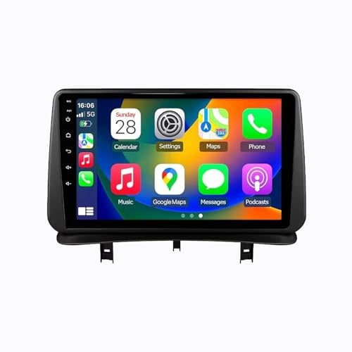 9 Android 15 Pantalla Táctil Radio 2 DIN Coche Pantalla para Renault Clio 3 2005-2014 con Enlace Espejo/GPS/FM/BT/Ventilador de refrigeración/Reproductor Multimedia(4+64G)
