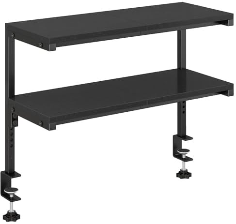 IBUYKE Clamp on Desk Shelf, 22.8” Large Desk Extender Shelves TMZ010B | Tool-Free, Flexible Repositioning,Adjustable, 2-Tier Storage Shelves, for Desktop Accessories,Desk