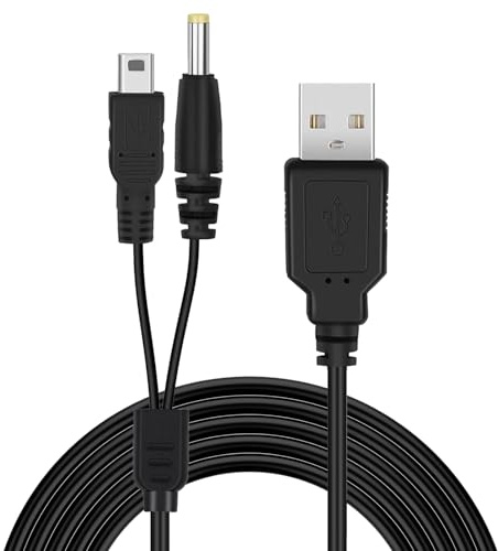 BFQZ 1 Pcs 2 in 1 USB Data Charger Cable Lead,USB PSP Charger Cable,2 in 1 Data Charger Cable Lead,Data Sync Transfer USB Power Cord Cable for PSP 1000/2000/3000/PS3(Black,120cm)