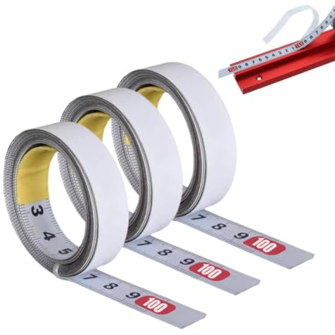3 Stücke 1m 2m Selbstklebendes Maßband, Metrisches Maßband Zum Aufkleben, für T-Schienen-Fräser Tischsäge, Holzbearbeitungswerkzeug, (Vorwärts, Rückwärts, Zentriert)
