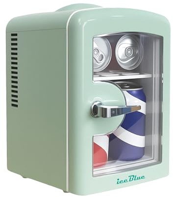 Iceblue Mini-Kühlschrank, 4L Kosmetik-Kühlschrank mit glasklarer Tür (Grün) | Kompakter Mini-Hautpflegekühlschrank für Kosmetik & Getränke, tragbarer Mehrzweck-Kühlschrank für Schlafzimmer, Geschenk