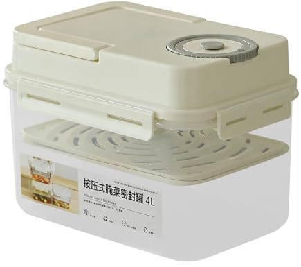 Genérico Envase Fermentación Encurtidos - Tarro Kîmchi Hermético | 4L Recipiente Coreano Con Prensa | Almacenamiento Alimentario Para Cocina Casera, Guisar, Camping