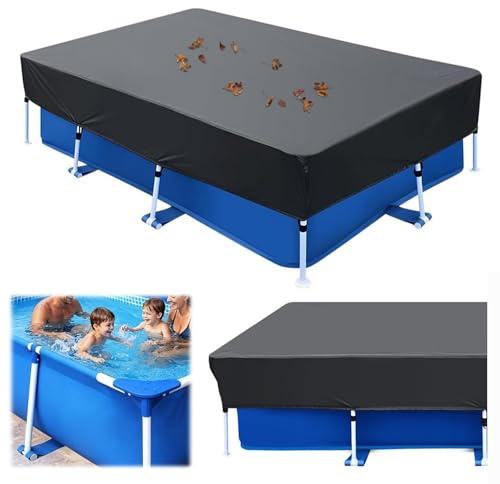 Hengrongshen Poolabdeckung Rechteckig, 400 X 215 X 30 cm Faltbare Poolplane wasserdichte Und Staubdichte Winddicht mit Verstellbaren Seilen, Abdeckplane Pool für Garten Und Außenbereich