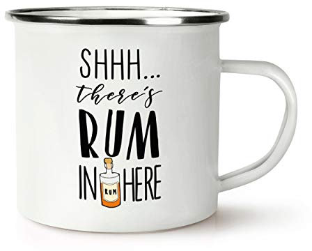 Shhh There's Rum in Here Retro Emaille Becher