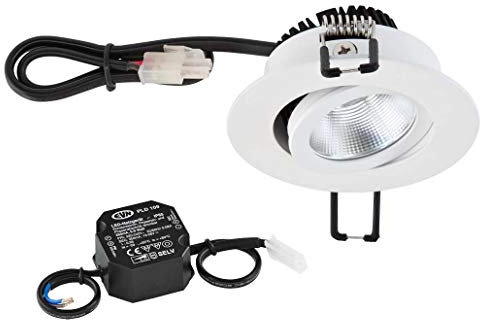 EVN Lichttechnik LED-Deckeneinbauleuchte PC20N90102 ws 3000K 230V IP20 Downlight/Strahler/Flutlicht 4037293000413