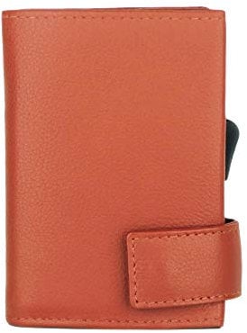 SecWal Kartenetui mit Münzfach Druckknopf (Orange)