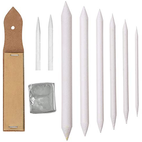 8 Stück Mischen Papierwischer Estompen Set mit 1 Stück Schleifpapier Bleistife Spitzer für Student Skizze Zeichnen