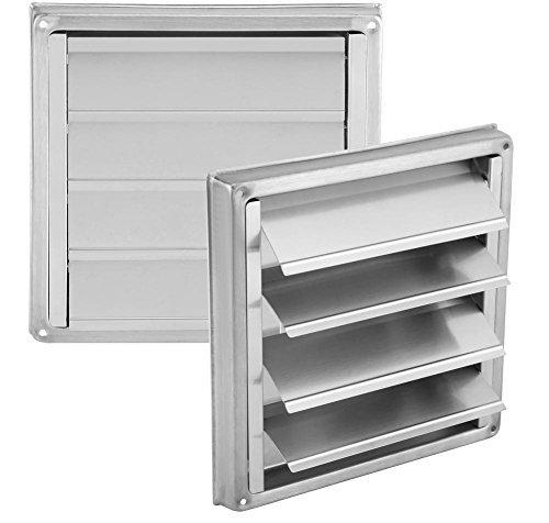Air Vent Grill, 95mm Stainless Steel Wall Air Vent Duct Grill Square Fan Outlet Tumble Dryer Extractor, Silver