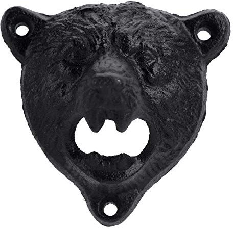 An der Wand montierter Bierflaschenöffner Jagd Gusseisen Bärenform Schwarz Küchenbar Werkzeuge (3,54 x 3,54 x 2,55 Zoll)