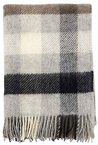 Klippan Gotland Wolldecke 130x200 cm kariert braun, Hellbraun, weiß, schwarz