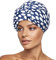 INNELO Luxury Shower Cap for Women Reusable Waterproof, Double Layered Shower Hair Cap with Adjustable Elastic Strap, Large Satin Lined Shower Bath Cap for Long Curly Straight Hair, Blue