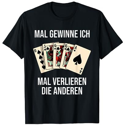 Kartenspiel Spruch mit Spielkarten für Skat T-Shirt - Herren - Schwarz - Klein - Halbarm - Klassisch - Casual Poker-themed Classic T-Shirt