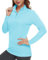 TACVASEN Damen UPF 50+ Wandershirt 1/4 Zip Surf Shirt Longsleeve Sommershirt Running Top Outdoor Hemd (L, Seeblau)