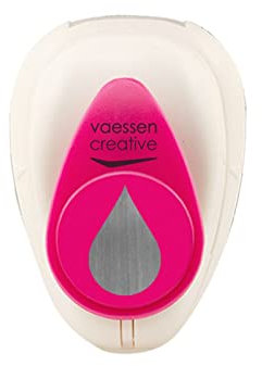 Vaessen Creative 21436-064 Motivstanzer Tropfen Small, 15 x 10 mm, Kleiner Motivlocher Aus Metall und Plastik, Ausgestanztes Motiv, Zum Basteln Mit Papier, weiß/rosa, 1.1 x 1.6 cm