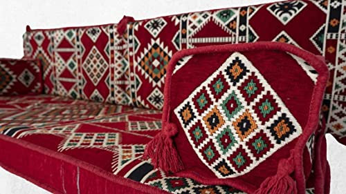 Arabisches Majlis, arabisches Jalsa-Bodensofa-Sitzset, traditionelles arabisches Sofa-Set, orientalische Bodenbestuhlung, Bodenkissen, Wohnzimmersofa