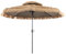 COSTWAY 2.7m/3m Thatched Tiki Parasol, Tilt Adjustment Hawaiian Patio Beach Umbrella with Manual Crank System, Air Vent & 8 Ribs, 2 Tier Tropical Straw Sunshade for Garden Poolside Courtyard(3m)
