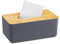 Relaxdays 2 x Taschentuchbox, nachfüllbar, Badezimmer, Tücherbox mit Bambus-Deckel, Kunststoff, HxBxT: 10x23x13 cm, grau/Natur