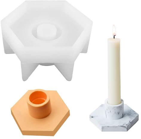 Kerzenhalter SilikonForm,Gießform Beton Hexagon Kerzenhalter DIY,Silikonformen Gießformen Kerzenhalter zum Selbermachen,für DIY-Kerzenhalter, Ausgießen Gießen Stabkerzen und Teelichter