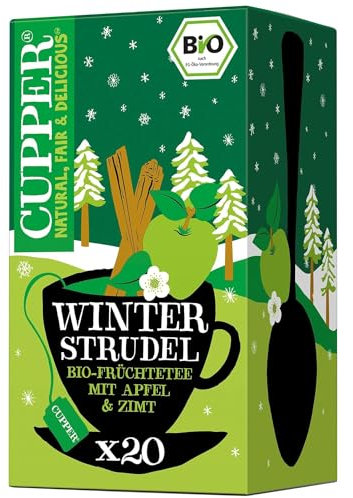 Cupper Bio-Früchtetee Winter Strudel, 20 ungebleichte Teebeutel, umweltfreundlich, fair gehandelt