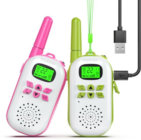 Inspireyes Walkie Talkie Kinder Aufladbar, 48 Stunden Arbeitszeit, 8 Kanäle 2-Wege-Radio, Geschenke für Jungen Mädchen, Outdoor Wandern Camping, 3-12 Jahre altes Spielzeug