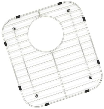 Milageto Sink Protector Grid Kitchen Sink Rack 304 Stainless Steel Protective Sink Grid Sink Grate Rack for Drying Cooling Domestic, Side Drain Hole, 300x335mm
