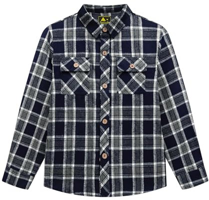 SwissWell Chemise Enfant à Carreaux Manche Longue Garçon en Flanelle Boutonnée T-Shirt Classics Sweat Shirt Gris XXL