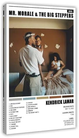 Liwaed Kendrick Lamar Musikposter Mr. Morale & The Big Steppers Leinwandrahmen: 40 x 60 cm
