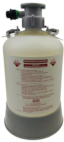 Micro Matic Reinigungsbehälter Reinigungsfass KEG 5 Liter aus Kunststoff zum Bierzapfanlage Bierleitung reinigen für Zapfkopf Typ M Kombi mit 1 Paar Einweghandschuhen