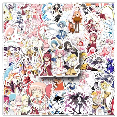 Zhongkaihua 50Pcs KanameMadoka Stickers, Waterproof Anime Stickers for Laptops, Water Bottles, Luggage, Desk, Creative Cartoon for Teens, Boys, Girls Adults, 5.5-8.5cm