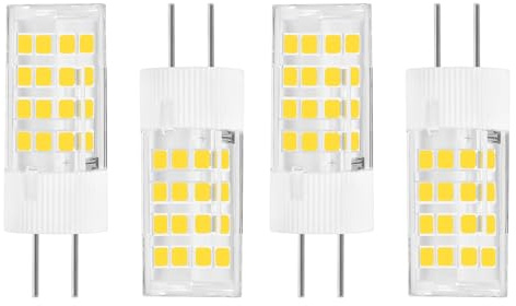 GY6.35 Bi-Pin Base LED Bulb 4W DC/AC12V -24V Low Voltage Landscape Light Bulbs, G6.35 12V LED Bulb, 360° Beam Angle for Landscape,Track Lighting Home Lighting,Appliance (3000K Warm White, 4Pack)