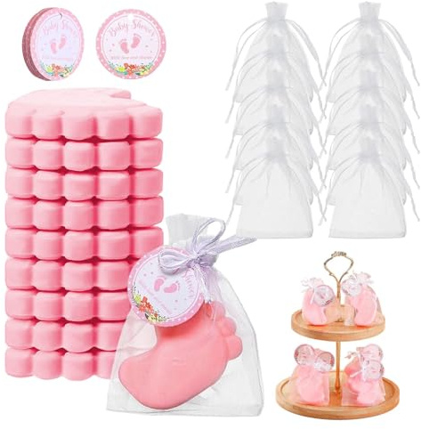 Handgefertigte Fußabdruck-Seife für Gäste, Souvenir, Geschenk, Baby-Party, Partyseife für Geburtstag, Hochzeit, Familienveranstaltung, Andenken (Mädchen), 10 Sets