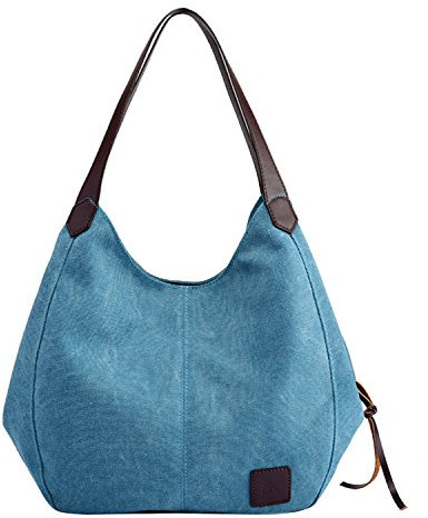 PB-SOAR Damen Mädchen Modern Canvas Shopper Schultertasche Handtasche Henkeltasche Hobo Bag Beuteltasche (Blau)