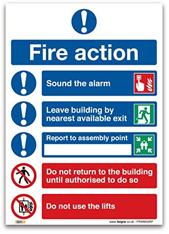 Brand-A5-Schild mit Symbolisiertem Plan – 1 mm starrer Kunststoff-Schild – Brandschutz-Sicherheit