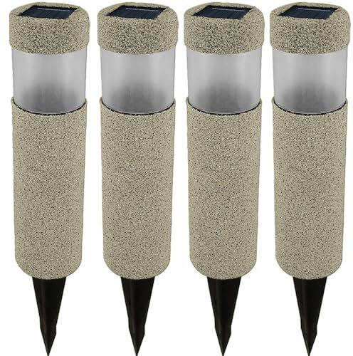 Deuba 4x Lampes solaires LED aspect pierre jusqu'à 8h d'éclairage illumination jardin chemin luminaires extérieur