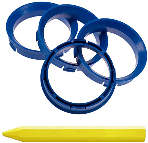 4X Zentrierringe Blau 66,6 mm x 57,1 mm + 1x Reifen Kreide Fett Stift