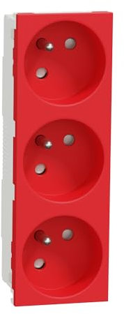 Schneider Electric - Unica - prise triple 2P+T - FR - 45° - Rouge - méca seul - NU307903