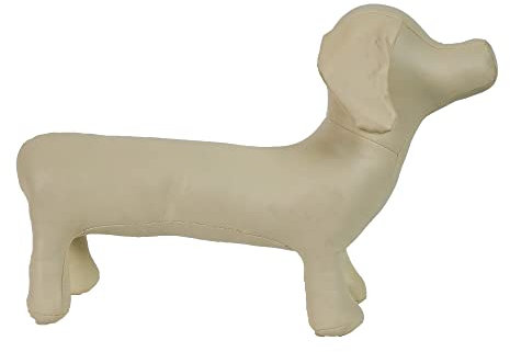 Lovelonglong Schaufensterpuppen aus PU-Leder, stehend, für Hundebekleidung, Tierladen, Beige D-S (Dackel)