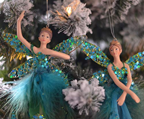 Gisela Graham : Large Peacock Fairy Decoration (set of 2)