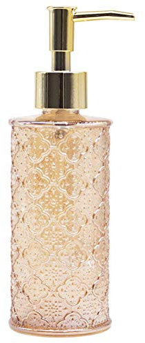 YunNasi Glass Soap Dispenser with Pump, Refillable Liquid Hand Soap Dish Soap Dispensers for Bathroom Counter, Kitchen Sink (Golden)