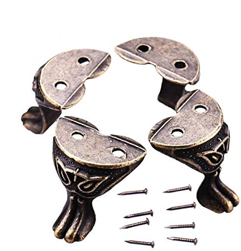 Lankater 4pcs Antike Legierung Corner Dekorative Möbel Corner Für Holz-Kasten Schmuck Chest Aufbewahrungsbox Füße Beine Eckenschutz