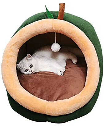 Mengyu Katzenhöhle Katzen Haus Katzenbett mit Weichem Flauschigem Innerkissen - Katzenzelt Katzenkorb für Welpen und Katzen (Stil#2, M)