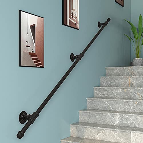 RTY-BY Outdoor Grab Bar/Rail, Staircase Handrail Banister Rail Support Kit, Tube Hand Rails for Indoor Outdoor Loft Ladder Garden Steps, 80cm 90cm 100cm 120cm 150cm 180cm 200cm 250cm 3m