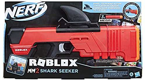 NERF Roblox MM2: Shark Seeker Dart-Blaster, Haifischflossen-Action, 3 Mega Darts, Code zur Freischaltung eines virtuellen In-Game Items
