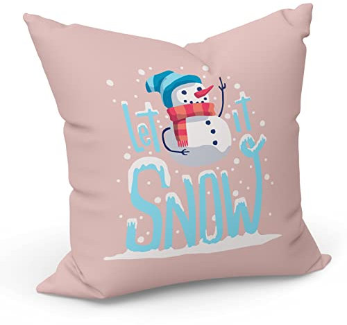 French Unicorn Let It Snow Kissenhülle Schneemann Magie Weihnachten Winter (40 x 40 cm)