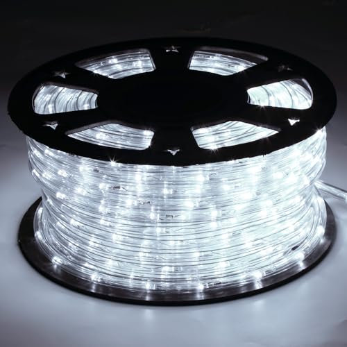 Lospitch LED Lichtschlauch 50m Außen und Innen, LED Schlauch, Schwarz Controller mit Memory-Funktion für Weihnachten, Deko, Party, Feier, Hochzeit, Garten, Beleuchtung, Kaltweiß