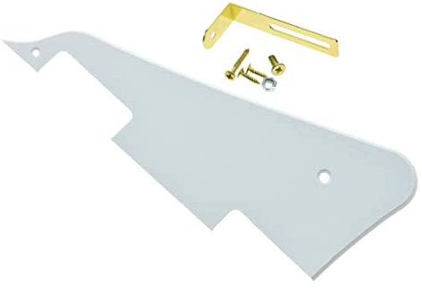 Dopro Gitarren-Pickguard für Epiphone Les Paul mit goldfarbener Halterung, 1-lagig, Weiß