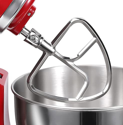 Frullatore piatto in acciaio inox per KitchenAid inclinabile e miscelatore da 4,5 a 5 Qt, attacco per miscelazione pasticceria lucidato, lavabile in lavastoviglie